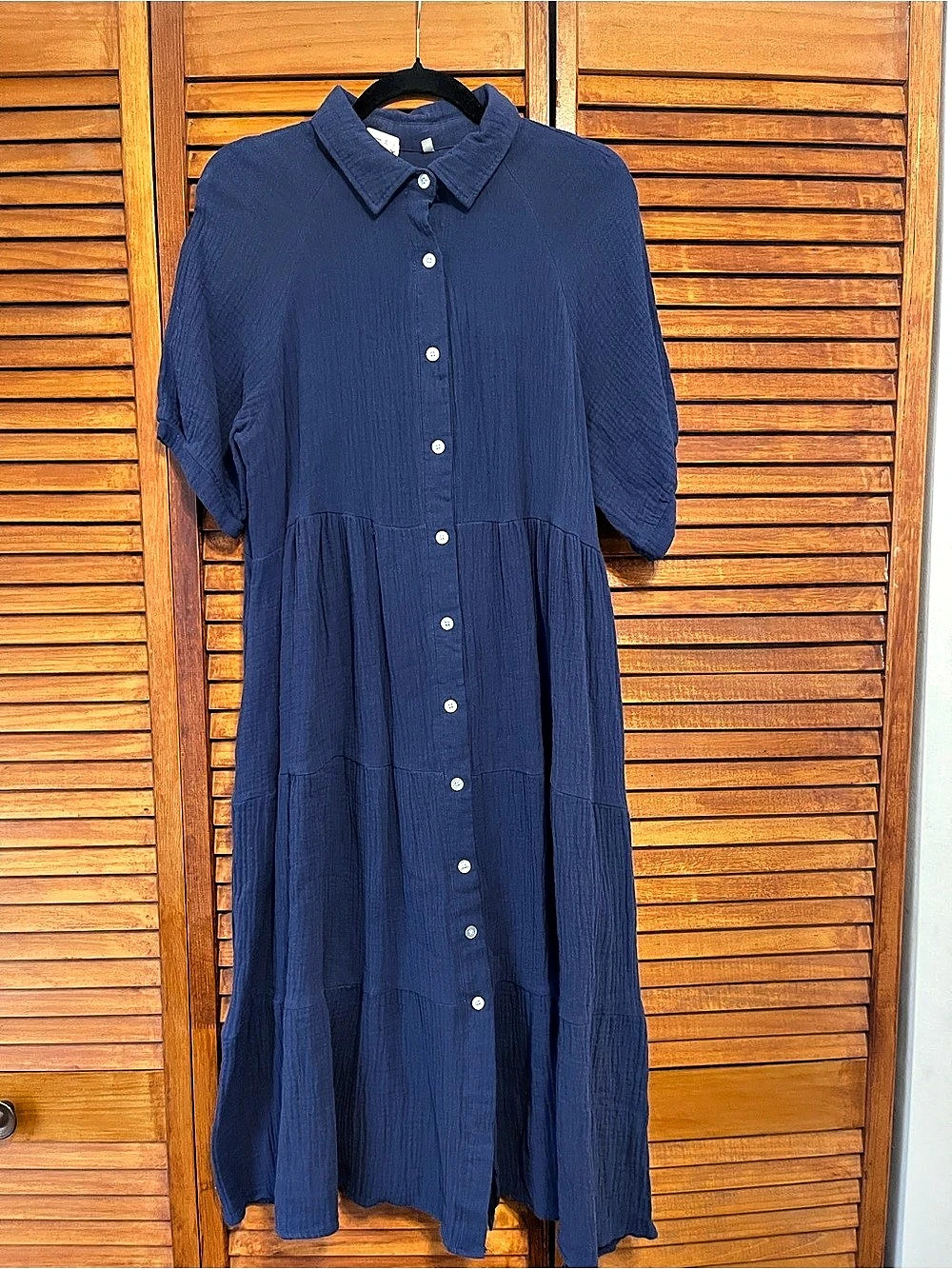 Maxi Shirt Dress in Blue Size Large Like New